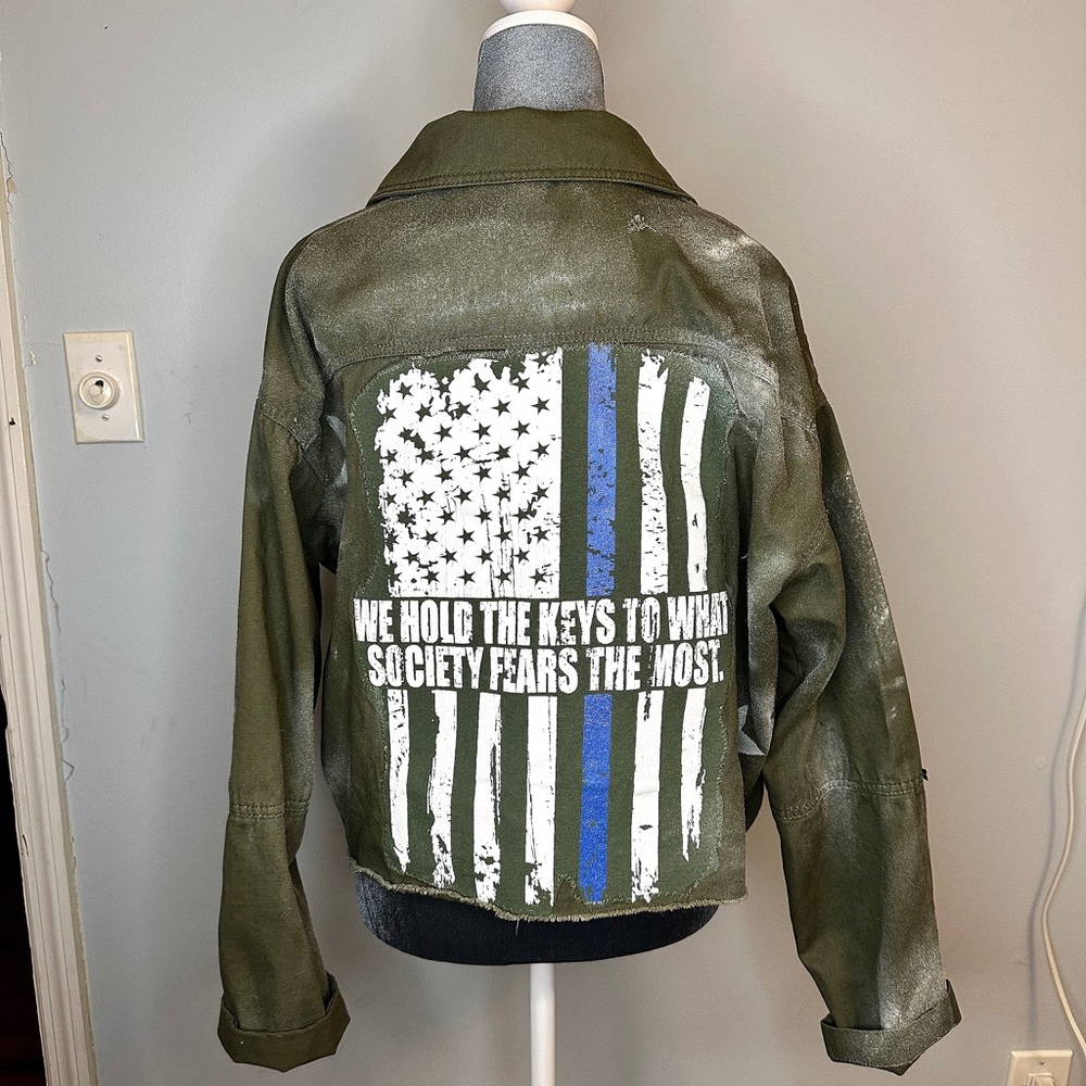 Back the blue denim boutique jacket